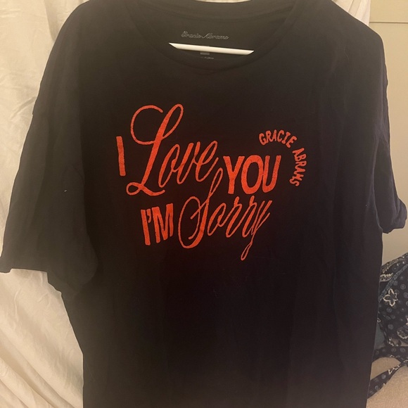 Tops - Black Graphic T-Shirt with Red Text